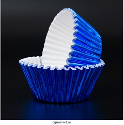 Формы бумажные для кексов Голубые металлик, набор 50 шт. Размер: 5х3,5 см - фото 10419