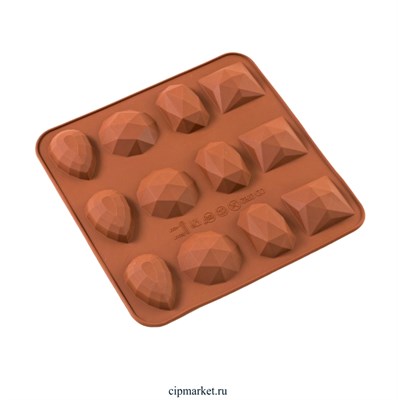 Форма для шоколада Бриллианты, 12 ячеек. Размер: 15х15 см. - фото 10878