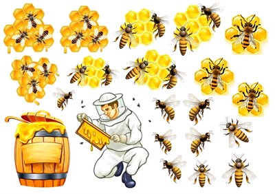 Съедобная картинка Пчеловод, лист А4. Вафельная/сахарная картинка. - фото 10967
