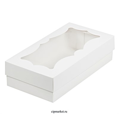 Коробка для пряников и сладостей с фигурным окном Белая.  Размер: 21 х 11 х 5,5 см - фото 11233