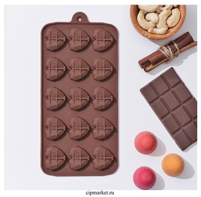 Форма для шоколада и конфет Холодное сердце15 ячеек, 20,5*10*1,5 см - фото 11741