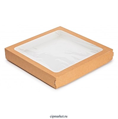 Коробка для пряников и пирогов с окном Крафт OSQ Tabox 2500. Размер: 26 х 26 х 4 см - фото 12059