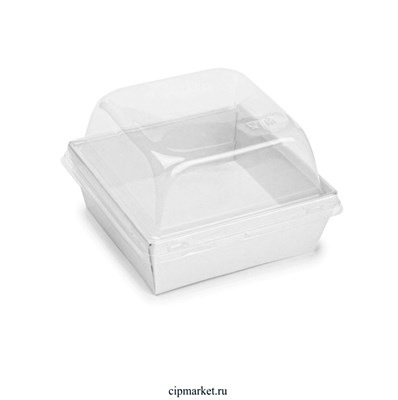 ОПТ     Коробка для пирожных и сладостей с куполом Белая Smart Pack. Размер: 14,5х14,5х8,5 см. - фото 12075