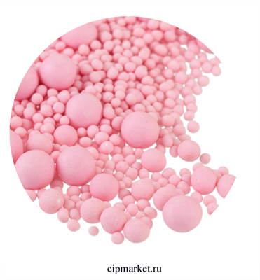 Посыпка шарики матовые "Розовая" ассорти микс драже зерновое. Вес: 50 гр - фото 12392