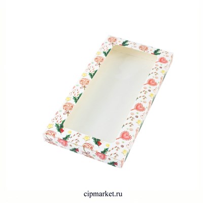 Коробка под шоколадку "Рождественский леденец" с окном 18*9*1,4 см - фото 12610