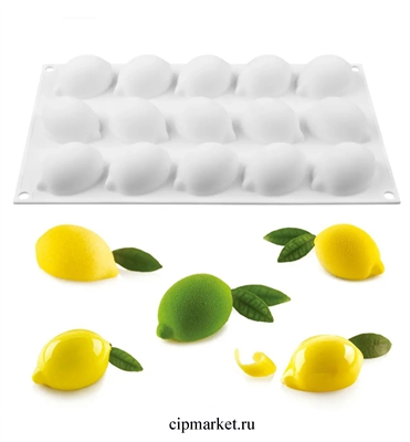 Форма силиконовая для муссовых пирожных. Лимоны 15 ячеек. Размер 5,5*3,5см - фото 12673