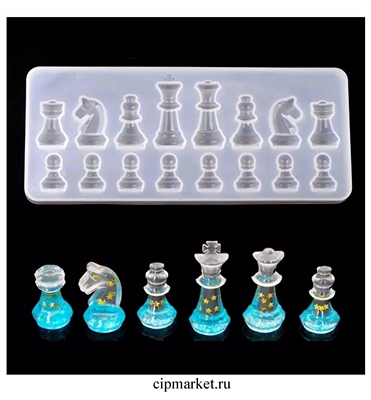 Форма для шоколада силиконовая «Шахматы», 20,6×8,8 см, 16 ячеек - фото 12681