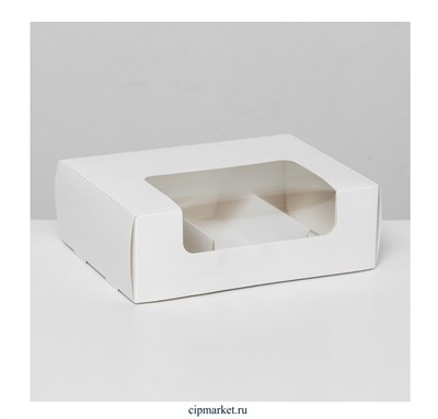 Коробка для эклеров с разделителем Белая с окном, 3 ячейки. - фото 12726
