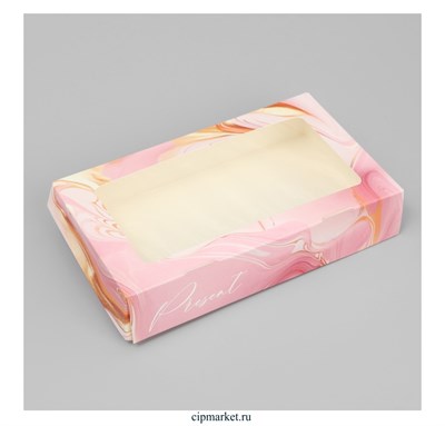 Коробка для печенья и сладостей "Розовый мрамор". Размер: 20 х 12 х 4 см - фото 12781
