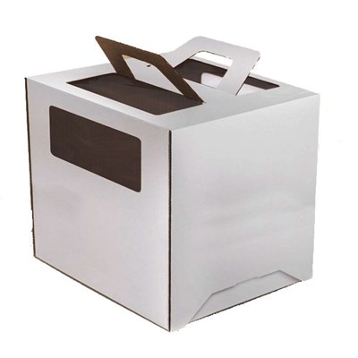 Коробка для торта картон с окном и ручками. Россия. Размер: 22х22х24 см 13228