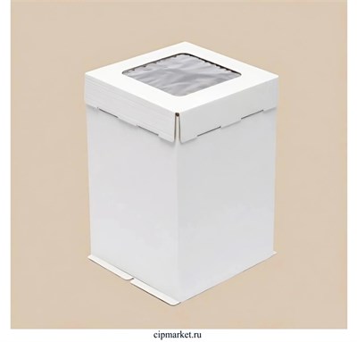 Коробка для торта с окном. Материал:плотный картон. Россия. Размер: 42*42*45 см. 12943