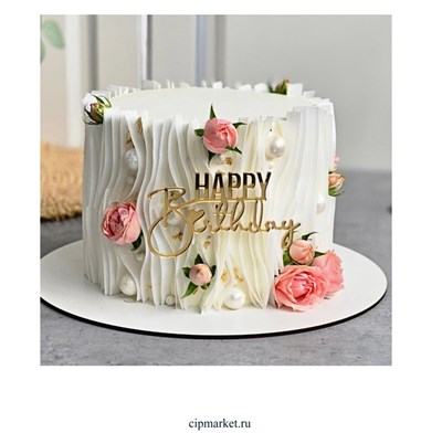 Товар Топпер Боковой "Happy Birthday 13 " золото. Размер: 9х5 см" 13263