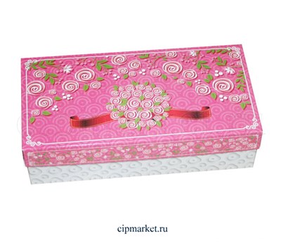 Коробка для конфет и сладостей №48 (Розовые розы). Размер: 20 х 10  х 5,5 см. - фото 5695