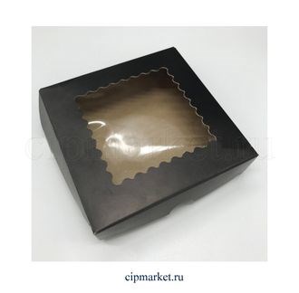 Коробка для пряников и сладостей с окном КП Черная. Размер:12*12*2,5 см. - фото 5740