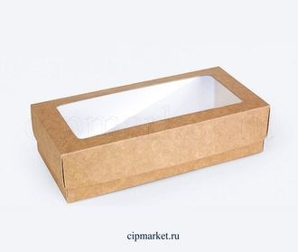 Коробка для пирожных и зефира с окном ТА Крафт. Размер: 27 х12 х 9 см. - фото 7034