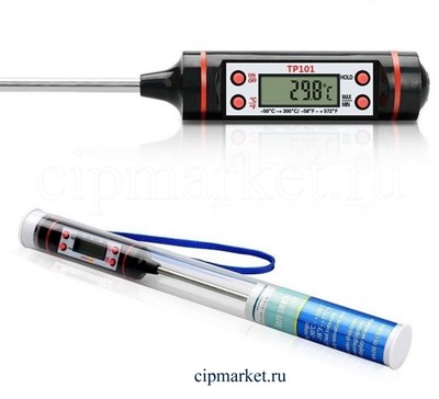 Термометр-зонд цифровой со щупом и жк дисплеем. В комплекте: футляр и батарейка. Размер: 22 см - фото 8076