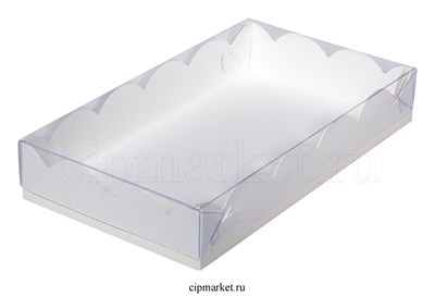 Коробка для пряников с прозрачной крышкой РК Белая. Размер:20 х12 х3,5 см - фото 8553