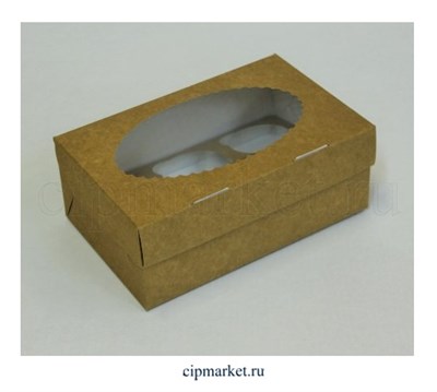 Коробка на 6 капкейков с окном ЮП Крафт Ромашка. Размер: 25х17х10 см - фото 9177