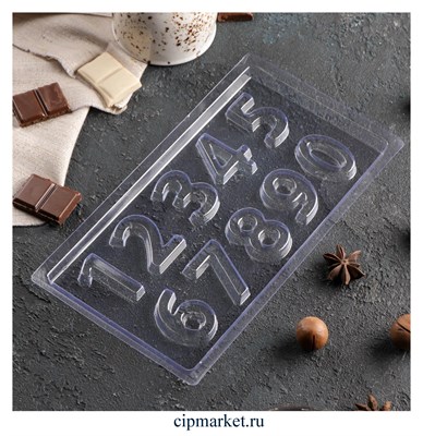 Форма для шоколада Цифры, 10 ячеек, пластик. Размер: 22×11 см - фото 9816