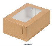 Коробка для пирожных и зефира с окном Крафт. Размер: 23х14х6 см