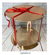 Коробка для торта Тубус Белая/золотая. Диаметр: 30 см, высота: 30 см