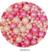 Посыпка шарики Розово-белые Ассорти микс №109 драже зерновое. Вес: 50 гр