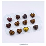 Форма для шоколада Граненое сердце, пластик. Размер изделия: 3х2,8х1,4 см