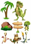 Съедобная картинка Динозавры 1 Лист А4. Вафельная/сахарная картинка.