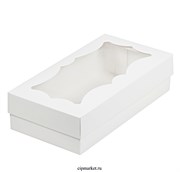 Коробка для пряников и сладостей с фигурным окном Белая.  Размер: 21 х 11 х 5,5 см