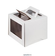 Коробка для торта с окном и ручкой. Материал: плотный картон. Россия. Размер: 20 х 20 х 20 см.