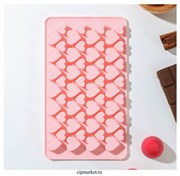 Форма для шоколада и конфет «Сердечки» 19,5×11,5 см, 56 ячеек