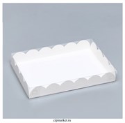 Коробка для пряников с прозрачной крышкой Белая. Размер: 22 х 15 х 3 см
