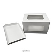 Коробка для пирожных и сладостей с окном и ложементом Белая. Размер: 20 х 12 х 10 см.