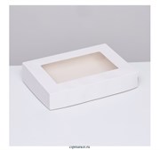 Коробка для пряников и сладостей белая, с окном. Размер: 28 х 20 х 5 см.