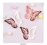 Бабочки из акрила для декора, розовое золото. Набор: 5 шт.