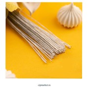 Проволока бело-серая флористическая в оплетке, диаметр: 0,3 мм, длина: 36 см, 50 шт. 1058