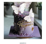 Топпер боковой "С Днем Рождения" сердечко, золотой. Размер 10*5 см 13346