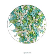Посыпка микс  Зелено-белый. Вес 50 гр. 13399