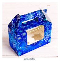 Коробка на 2 капкейка с окном №41 (Снежинки). Размер: 16 х 8 х 10 см. Коробка на 2 капкейка с окном №41 (Снежинки). Размер: 16 х 8 х 10 см.