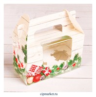 Коробка на 2 капкейка с окном №42 (Елка и игрушки). Размер: 16 х 8 х 10 см. Коробка на 2 капкейка с окном №42 (Елка и игрушки). Размер: 16 х 8 х 10 см.