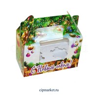 Коробка на 2 капкейка №31 с окном (Новый год). Размер: 16 х 8 х 10 см. Коробка на 2 капкейка №31 с окном (Новый год). Размер: 16 х 8 х 10 см.