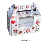 Коробка на 2 капкейка с окном №40 (Сердца и звезды). Размер: 16 х 8 х 10 см. Коробка на 2 капкейка с окном №40 (Сердца и звезды). Размер: 16 х 8 х 10 см.