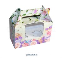 Коробка на 2 капкейка с окном №33 (Цветы). Размер: 16 х 8 х 10 см. Коробка на 2 капкейка с окном №33 (Цветы). Размер: 16 х 8 х 10 см.