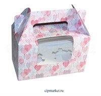 Коробка на 2 капкейка с окном №39 (Сердца). Размер: 16 х 8 х 10 см. Коробка на 2 капкейка с окном №39 (Сердца). Размер: 16 х 8 х 10 см.