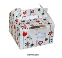 Коробка на 4 капкейка с окном МК (Сердца и звезды). Размер: 16 х 16 х 10 см. Коробка на 4 капкейка с окном МК (Сердца и звезды). Размер: 16 х 16 х 10 см.