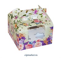 Коробка на 4 капкейка с окном МК (Цветы). Размер: 16 х 16 х 10 см. Коробка на 4 капкейка с окном МК (Цветы). Размер: 16 х 16 х 10 см.