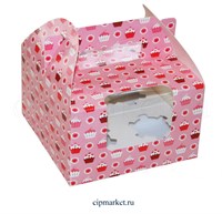 Коробка на 4 капкейка с окном МК (Кексы). Размер: 16 х 16 х 10 см. Коробка на 4 капкейка с окном МК (Кексы). Размер: 16 х 16 х 10 см.
