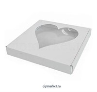 Коробка для пряников и сладостей с окном Сердце РП (Белая). Размер: 22*22*3 см. Коробка для пряников и сладостей с окном Сердце РП (Белая). Размер: 22*22*3 см.