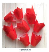 Формы для выпечки тюльпан Красные, набор 10 шт. Диаметр дна:5 см, высота: 8 см.