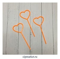 Топперы для капкейков Сердца оранжевые, набор из 3 шт. Материал: пластик. Размер: 9*3,5 см.